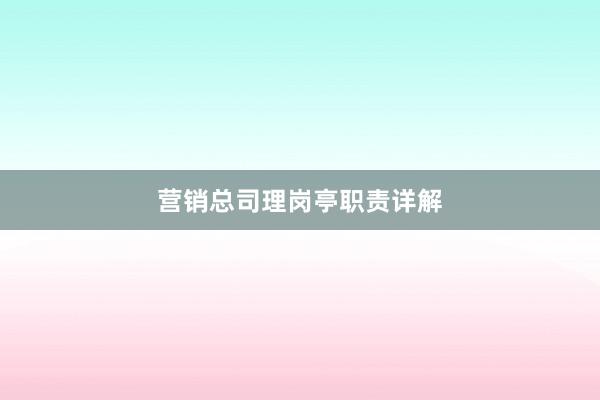 营销总司理岗亭职责详解